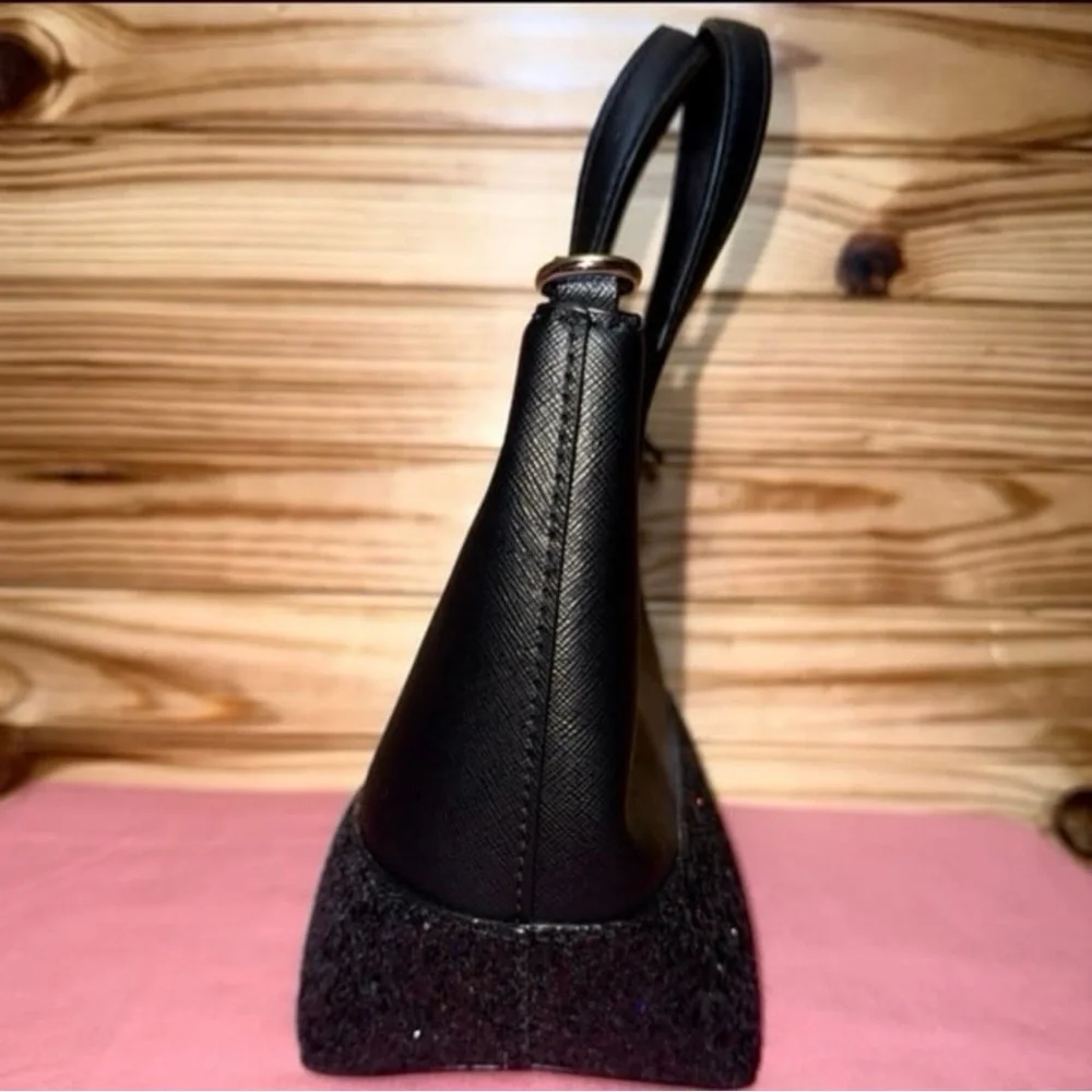 Kate Spade Ina Greta Court Black Glitter sparkle Satchel Mini Tote crossbody